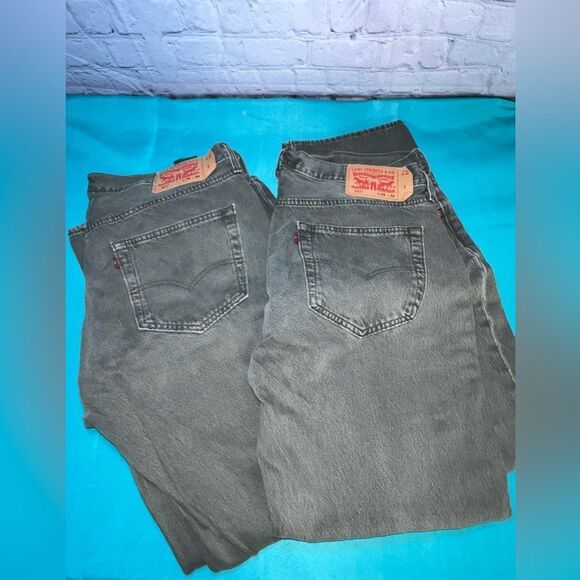 2 Pairs Jeans Levi’s 501 36x30 Men’s Sage Green Button Fly Jeans Lot - Picture 2 of 8